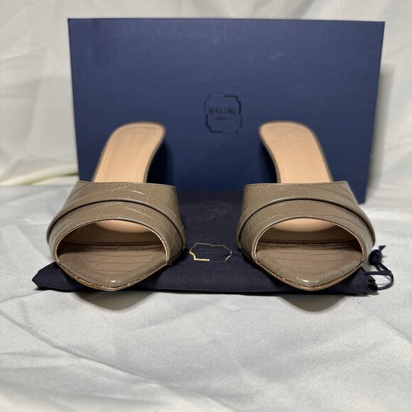 Malone Souliers Women's Julia Taupe Slip-On Heeled Sandals 38.5 NWT - Picture 2 of 14